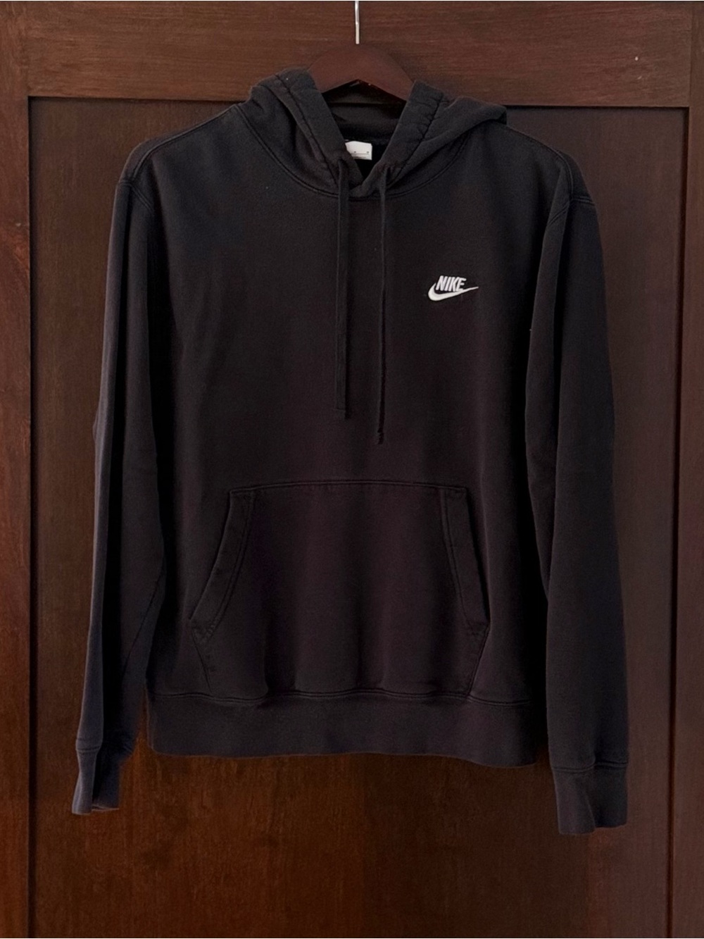Nike Men’s Black Crewneck Hoodie with White Swoosh